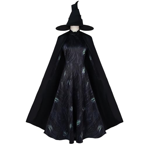 Asnoxuzi Frauen Glinda Cosplay Kleid Glinda Gute Hexe Kostüm Erwachsene Elphaba Hexe Cosplay Kostüm (Schwarz 2, X-Large) von Asnoxuzi