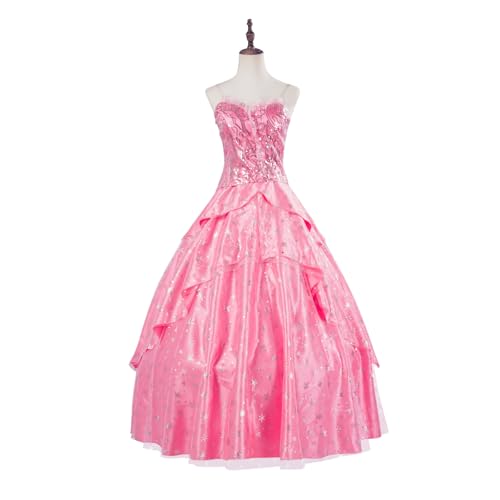 Asnoxuzi Glinda Kostüm Frauen Glinda Cosplay Gute Hexe Erwachsene Halloween Karneval Glinda Rose Kleid Kostüm (Pink-3, S) von Asnoxuzi