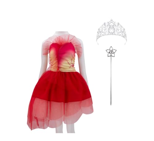 Asnoxuzi Glinda Kostüm Frauen Glinda Cosplay Gute Hexe Erwachsene Halloween Karneval Glinda Rose Kleid Kostüm (Red+Zubehör, Medium) von Asnoxuzi