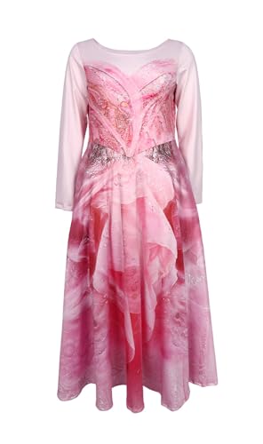 Asnoxuzi Kinder Ginda Kostüm Mädchen Ginda Rosa Kleid Kinder Elphaba Kostüm Mädchen Elphaba Cosplay Kostüm mit Zubehör (Pink-1, 110cm) von Asnoxuzi