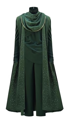 Asnoxuzi Loki Kostüm Erwachsene Männer Loki Cape Tops Hosen Gürtel Halloween Deluxe Kampf Uniform Anzug (Green, 2XL) von Asnoxuzi