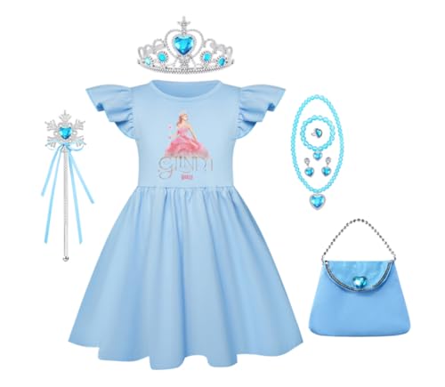 Asnoxuzi Mädchen Ginda Kostüm Wicked Cosplay Rosa Prinzessin Kleid für Kinder Party Outfits (Blue-2, 110cm) von Asnoxuzi