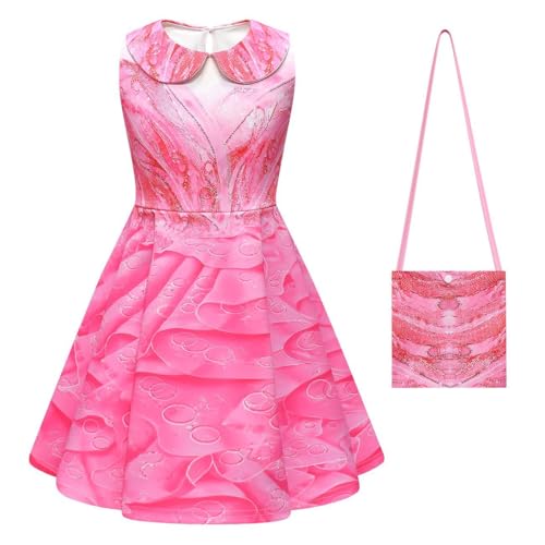 Asnoxuzi Mädchen Ginda Kostüm Wicked Cosplay Rosa Prinzessin Kleid für Kinder Party Outfits (Pink-1, 120cm) von Asnoxuzi