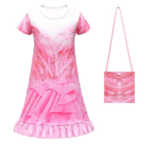 Asnoxuzi Mädchen Ginda Kostüm Wicked Cosplay Rosa Prinzessin Kleid für Kinder Party Outfits (Pink-1, 120cm) von Asnoxuzi