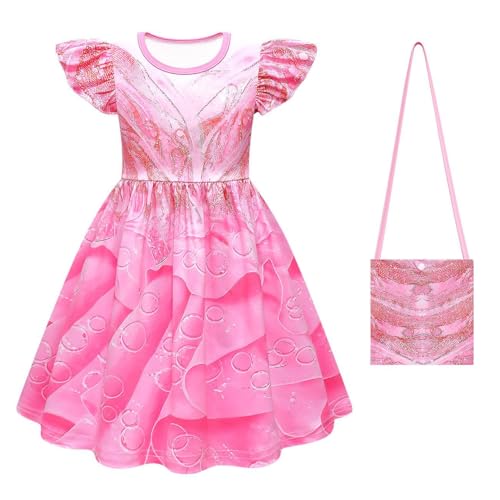 Asnoxuzi Mädchen Ginda Kostüm Wicked Cosplay Rosa Prinzessin Kleid für Kinder Party Outfits (Pink-1, 130cm) von Asnoxuzi