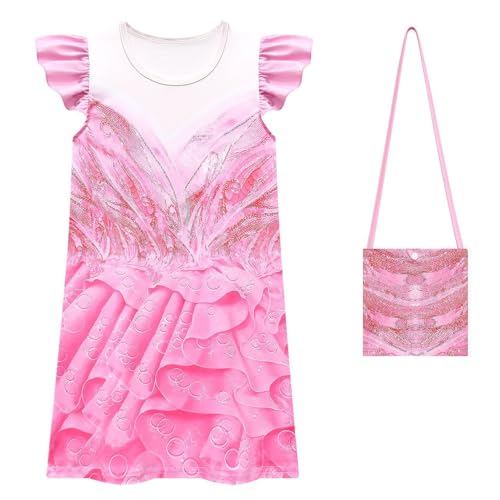 Asnoxuzi Mädchen Ginda Kostüm Wicked Cosplay Rosa Prinzessin Kleid für Kinder Party Outfits (Pink-2, 110cm) von Asnoxuzi