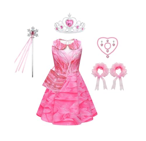 Asnoxuzi Mädchen Ginda Kostüm Wicked Cosplay Rosa Prinzessin Kleid für Kinder Party Outfits (Pink-3, 110cm) von Asnoxuzi