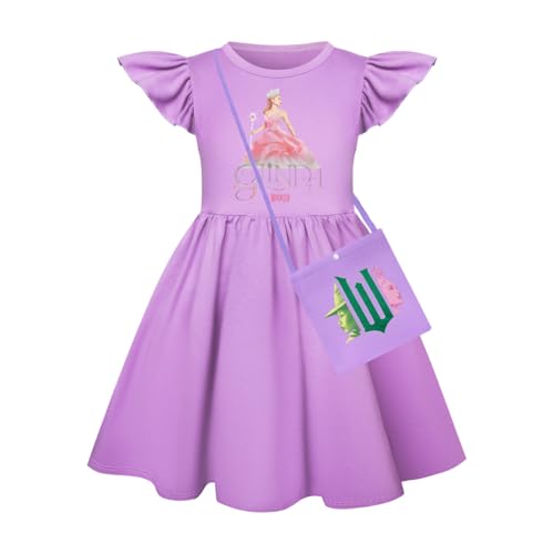 Asnoxuzi Mädchen Ginda Kostüm Wicked Cosplay Rosa Prinzessin Kleid für Kinder Party Outfits (Purple-1, 110cm) von Asnoxuzi