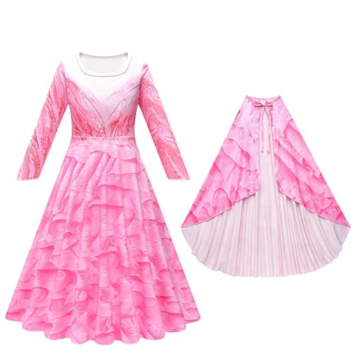 Asnoxuzi Mädchen Glinda Kostüm Kinder Gute Hexe Glinda Cosplay Kleid mit Tasche Kap Krone und Stab (Pink-A2, 120cm) von Asnoxuzi