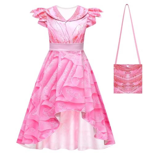 Asnoxuzi Mädchen Glinda Kostüm Kinder Gute Hexe Glinda Cosplay Kleid mit Tasche Kap Krone und Stab (Pink-A3, 130cm) von Asnoxuzi