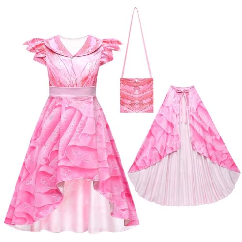 Asnoxuzi Mädchen Glinda Kostüm Kinder Gute Hexe Glinda Cosplay Kleid mit Tasche Kap Krone und Stab (Pink-B3, 120cm) von Asnoxuzi