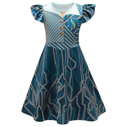 Asnoxuzi Mädchen Glinda Kostüm Kinder Wicked Glinda Cosplay Kleid Mädchen Hexe Elphaba Kleid Kostüm mit Krone und Stab für Party und Halloween (Green-1, 110cm) von Asnoxuzi