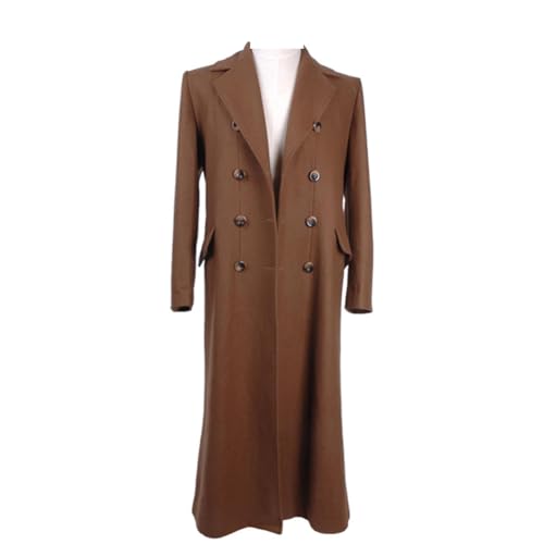 Asnoxuzi Männer Who Brown Wolle Mantel Kostüm Erwachsene 10th Dr. Doctor Cosplay Uniform Anzug (Brown, Large) von Asnoxuzi