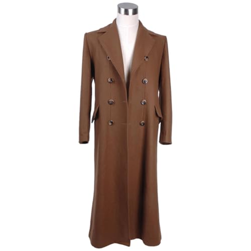 Asnoxuzi Männer Who Brown Wolle Mantel Kostüm Erwachsene 10th Dr. Doctor Cosplay Uniform Anzug (Brown, Medium) von Asnoxuzi