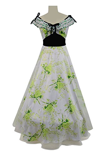 Asnoxuzi Womens Gone with the Wind Scarlett O'Hara Cosplay Kostüm (White-Green, Large) von Asnoxuzi