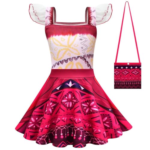 Mädchen Moana2 Kostüm Kinder Ozean Abenteuer Prinzessin Print Blumenkleid (Red-1, 110cm) von Asnoxuzi