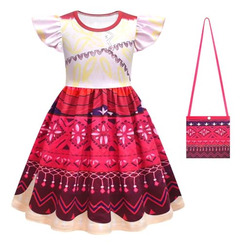 Mädchen Moana2 Kostüm Kinder Ozean Abenteuer Prinzessin Print Blumenkleid (Red-2, 110cm) von Asnoxuzi