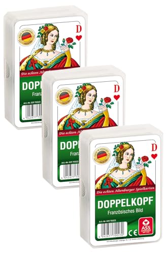 Ass Altenburger 70023 Doppelkopf französisches Bild im Kunststoffetui, Bunt, 59 x 91 mm (Packung mit 3) von ASS Altenburger