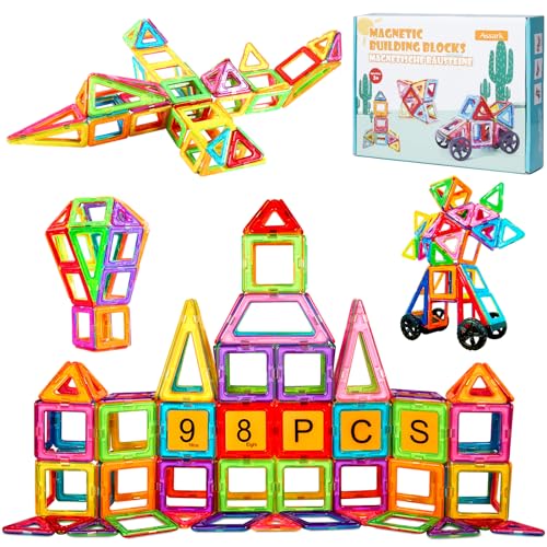 Assark 98pcs Magnetische Bausteine, Castle Magnetblöcke Konstruktion Bauen Blöcke Set für Kinder Spielzeug für 3 4 5 6 7 8 Jahre Alte, Lernspielzeug für Mädchen Jungen Geschenk von Assark