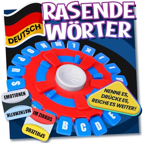 Asslye RASENDE WÖRTER Spiel Deutsch - Wortspiel Buchstaben Drücken mit Timer, Familienspiele Brettspiele Partyspiele für Kinder und Erwachsene, 2–8 Spieler (Deutsch.blau) von Asslye