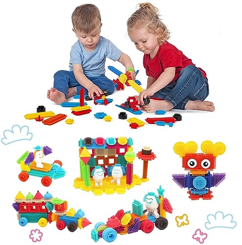 Bristle Blocks 82 Teile Bausteine Basic Set – Bauklötze mit Borsten, Steckbausteine Lernspielzeug Motorikspielzeug Bulk Building Bricks Stickle Bricks für Kinder Bausteine ab 2 Jahre von Asslye