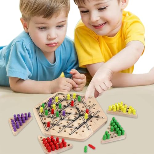 Geometrisches Schachspiel,Ketten Dreieck Schachspiel,Chain Triangle Chess Game,Triggle Spiel Mit GummibäNder,Triangle Chess Game,2 Bis 4 Spieler (Holz) von Asslye