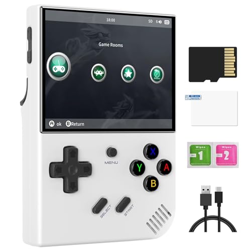 RG35XX Plus Handheld Spielekonsole, 3,5-Zoll-IPS-Bildschirm Retro-Videospielkonsole mit 64+128G TF-Karte & 10000 + klassischen Spielen, eingebautem 3300-mAh-Akku, Unterstützt 5G-WLAN und Bluetooth 4.2 von Astarama