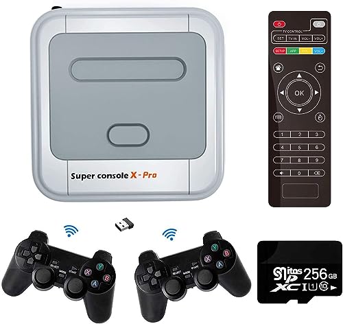 Super Console X Pro Retro Spielekonsole, Mini TV Videospiel-Player mit 128 GB Karte für 4K TV-HDMI-Ausgang, integriert in über 50.000 Spiele, 2 Gamepads Unterstützung WiFi/LAN (256G) von Astarama