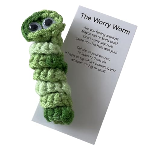 Asttenno Handgefertigtes Sorgenwurm-Geschenk Zur Emotionalen Unterstützung, Häkel-Sorgenwurm, der Sie Inspiriert und Sich Um Sie Kümmert, Süßes Gestricktes Geschenk B von Asttenno