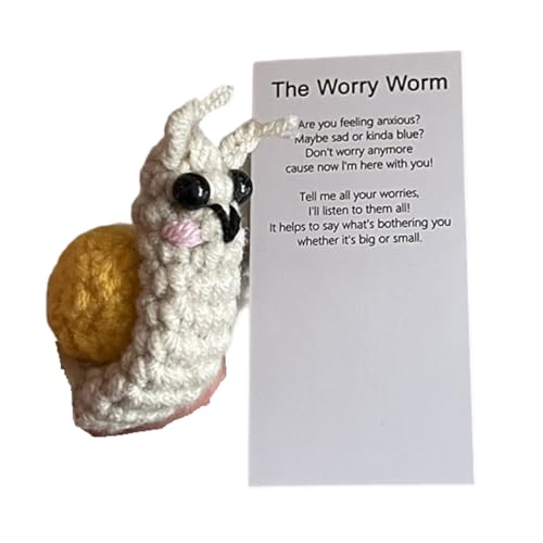 Asttenno Handgefertigtes Sorgenwurm-Geschenk Zur Emotionalen Unterstützung, Häkel-Sorgenwurm, der Sie Inspiriert und Sich Um Sie Kümmert, Süßes Gestricktes Geschenk E von Asttenno