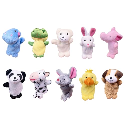 10Pcs Mini Plüsch Tier Fingerpuppen Cartoon Kleine Handpuppe Spielzeug Niedliche Tierchen Fingerpuppen Wildes Tier Weich Kleinen Puppen Spielzeug Geschenk für Kinder 1 Set mit 10 Stück von Asudaro