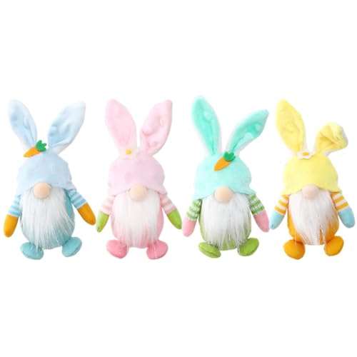 4 Stück Osterhasen Gnomen Plüschpuppen, gesichtslosen Kaninchen Zwerg Anhänger Ornamenten,Gefüllte Plüsch-Ornamente,Niedlicher Osterhase,Osterhasen Ornament Puppe Ostergeschenke für Kinder Erwachsene von Asudaro