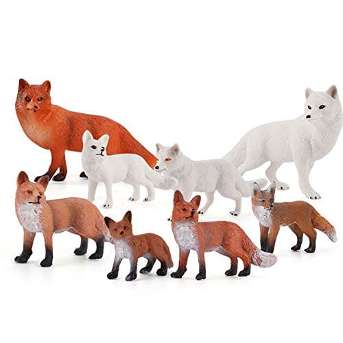 8 Stück Fuchsfiguren Fuchs Spielzeugfiguren Realistisches Wildfuchs Action Modell Miniatur Fuchstiere Spielzeug Arktischer und Rotfüchse Figuren Tiere Kuchen Topper Frühes Pädagogisches Lernspielzeug von Asudaro