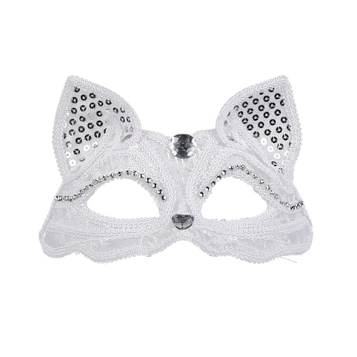 Asudaro 1/2 PCS Spitzenmaske Halbgesichtsmaske mit Tiermotiv, Gesichtsbedeckung mit 3D-Pailletten und Strasssteinen, Spitzen-Gesichtsbedeckung mit Tiermotiv, Maskenball-Gesichtsbedeckung von Asudaro