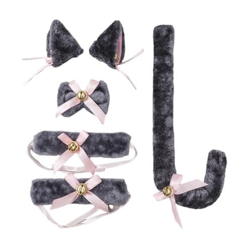 Asudaro 1 Set Katzenohren Stirnband Set Tiere Kostüm Requisite Stirnband Und Katzenschwanz Weiches Set für Cosplay Tier Cosplay Zubehör von Asudaro