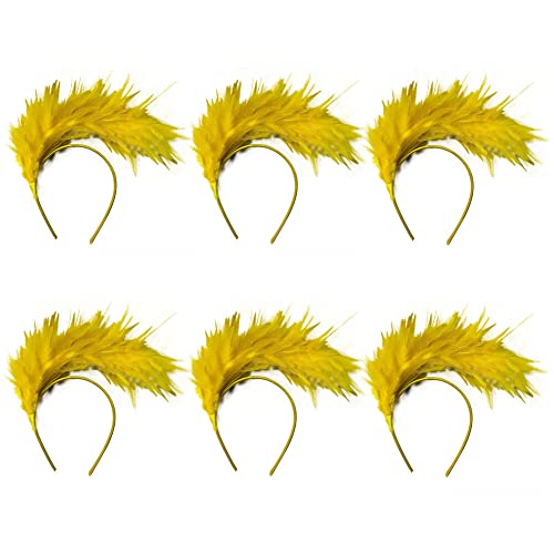 Asudaro 1920er Jahre Feder Flapper Stirnband, 6Pcs Damen Vintage Flapper Kopfbedeckung Haarreif Haarband Hochzeit Party Kostüm Accessoires für Party Kostüm Schmuck Frauen Mädchen Golden von Asudaro