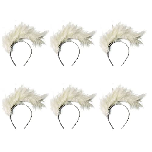 Asudaro 1920er Jahre Feder Flapper Stirnband, 6Pcs Damen Vintage Flapper Kopfbedeckung Haarreif Haarband Hochzeit Party Kostüm Accessoires für Party Kostüm Schmuck Frauen Mädchen Weiß von Asudaro