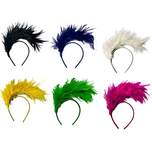 Asudaro 1920er Jahre Feder Flapper Stirnband, 6Pcs Damen Vintage Flapper Kopfbedeckung Haarreif Haarband Hochzeit Party Kostüm Accessoires für Party Kostüm Schmuck Frauen Mädchen von Asudaro