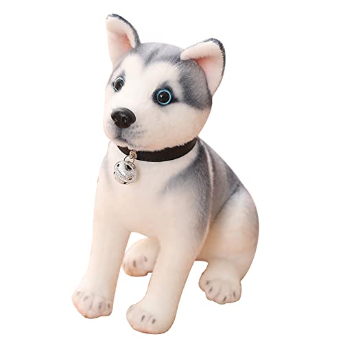 Asudaro 25cm Husky Siberian Tiere Husky Hund Kuscheltier Sitzende Stofftiere Hund Husky Akita Hund Lebensecht Braun Grau Plüsch Puppe Plüschhusky Plüschtier Spielzeug für Kinder Jungen Mädchen #D von Asudaro