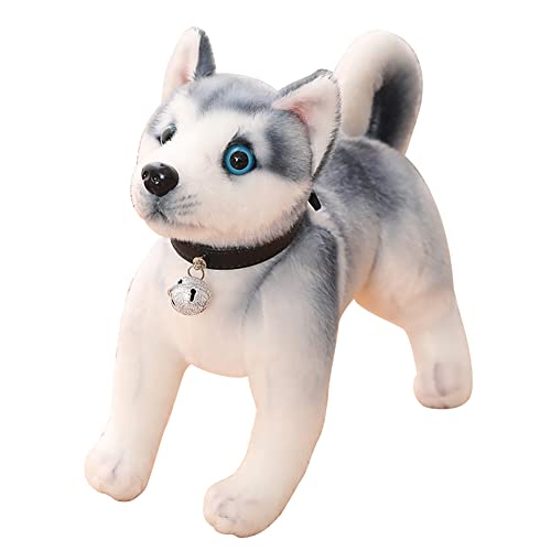 Asudaro 25cm Husky Siberian Tiere Husky Hund Kuscheltier Stehende Stofftiere Hund Husky Akita Hund Lebensecht Braun Grau Plüsch Puppe Plüschhusky Plüschtier Spielzeug für Kinder Jungen Mädchen #F von Asudaro