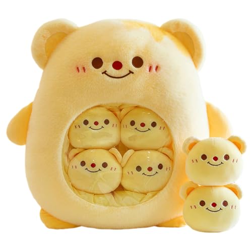 Asudaro 45cm Cartoon gelber Bär/rosa Schwein/weißes Lamm/rosa Capybara Snack-Tasche Kissen Puppe Plüschtier Puppe kreative süße Snack-Tasche für Teenager Mädchen Kinder von Asudaro