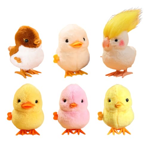 Asudaro 6cm x 8cm x 9cm Kinder Aufziehspielzeug, 1/2/6 Stücke Huhn Papagei Ente Spatz Aufziehspielzeug Niedliche Cartoon Soft Toy Weihnachten Aufziehspielzeug Ostern Aufziehspielzeug von Asudaro