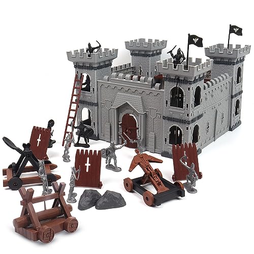 Asudaro Antike römische Ritter Spielzeug Modell DIY Mittelalterliche Miniatur Spielzeug Modell einschließlich Burg Wagen Soldaten Figur mittelalterlichen Kunststoff-Ritter Action-Figur Burg Playset von Asudaro