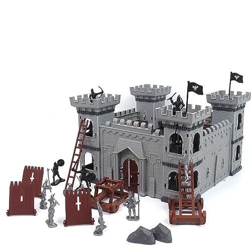 Asudaro Antike römische Ritter Spielzeug Modell DIY Mittelalterliche Miniatur Spielzeug Modell einschließlich Burg Wagen Soldaten Figur mittelalterlichen Kunststoff-Ritter Action-Figur Burg Playset von Asudaro