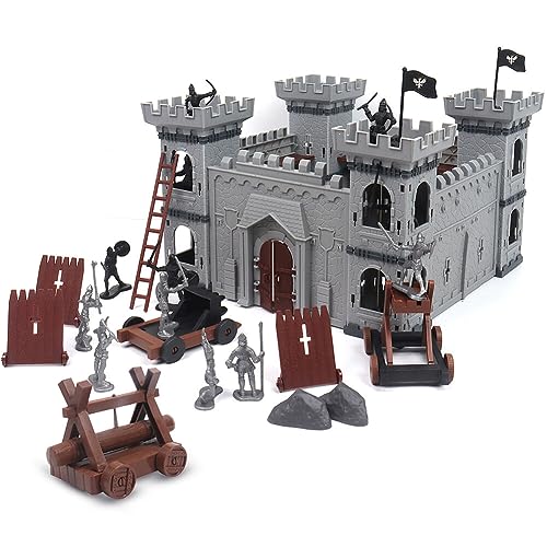 Asudaro Antike römische Ritter Spielzeug Modell DIY Mittelalterliche Miniatur Spielzeug Modell einschließlich Burg Wagen Soldaten Figur mittelalterlichen Kunststoff-Ritter Action-Figur Burg Playset von Asudaro