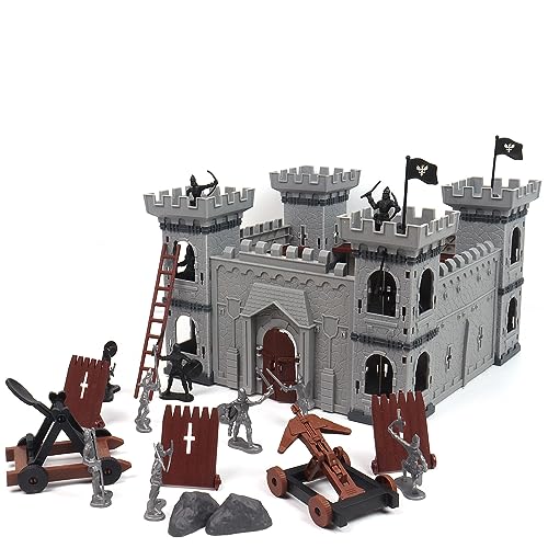 Asudaro Antike römische Ritter Spielzeug Modell DIY Mittelalterliche Miniatur Spielzeug Modell einschließlich Burg Wagen Soldaten Figur mittelalterlichen Kunststoff-Ritter Action-Figur Burg Playset von Asudaro