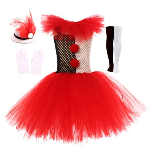 Asudaro Clown Kostüm für Mädchen, Mädchen Clowns Tutu Kleid Kostüm, Clowns Cosplay Kostüm,Mädchen Cosplay Costume, Mädchen Cosplay Costume,für Weihnachten Halloween Karneval Kleid(L) von Asudaro