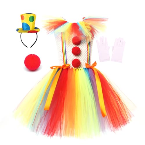 Asudaro Clown Kostüm für Mädchen, Mädchen Clowns Tutu Kleid Kostüm, Clowns Cosplay Kostüm,Mädchen Cosplay Costume, Mädchen Cosplay Costume,für Weihnachten Halloween Karneval Kleid(M) von Asudaro