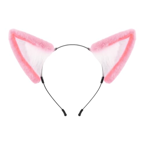 Asudaro Cosplay Handgefertigtes katzenohren Fuchs Ohren Halloween Kostüm Zubehör Stirnband Fursuit Kopfbedeckung Cosplay Kostüm Party Zubehör Damen und Kinder Mottoparty, Karneval Rosa von Asudaro