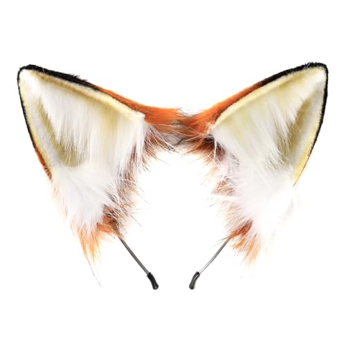 Asudaro Fox Cosplay Fuchsohren Cosplay Set Fuchs Ohren Tierohren Schwanz Set Handgefertigtes Fuchs Ohren Kopf Zubehör Fuchsohren Cosplay Kostüm Party Zubehör Weihnachtsfeier Braun-Schwarz Ohren von Asudaro